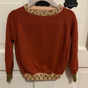 Misha And Puff Rust and Green Toddler Pullover Sweater 12-18 Months